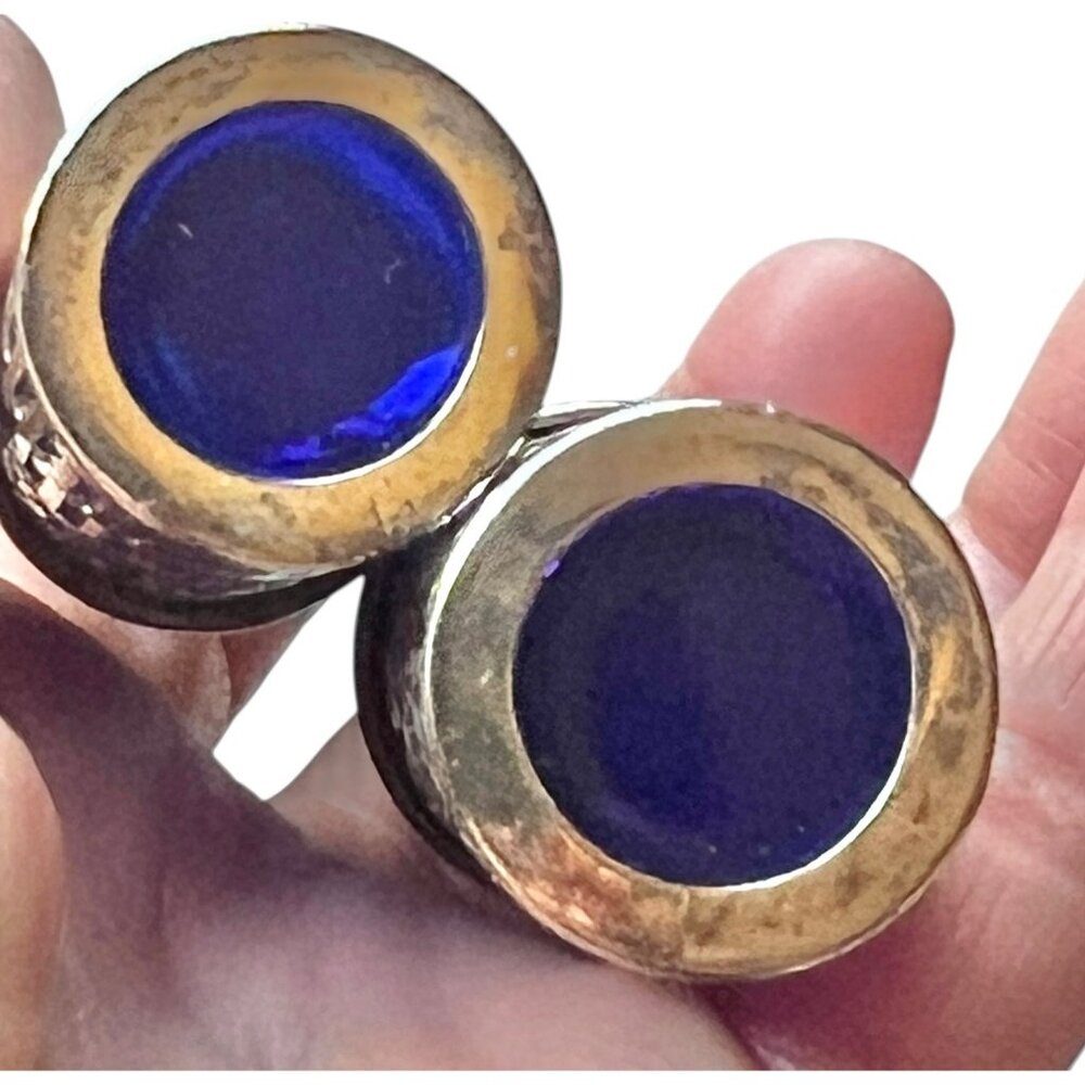 F B Rogers Silver Overlay Cobalt Blue Glass Salt & Pepper Shakers Vintage - Picture 7 of 9
